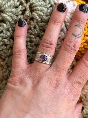 Silver Purple Gemstone Statement Ring